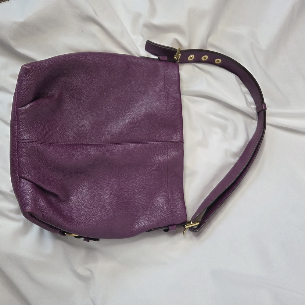 Coach Leather Hobo Shoulder Bag in Deep Plum - Picture 13 of 16